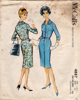 1950's McCall's Button Up Sheath Dress with Double Collar - Bust 35" - No. 4887