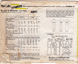 1950's McCall's One Piece Sheath Dress and Bolero Jacket Pattern with Bell Sleeves  - Bust 30" - No. 4891