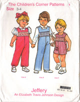 1980's Children's Corner Child's Smocked Romper and Overall Pattern - Size 3-4 years  - No. 4