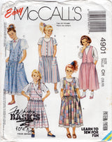 1990's McCall's Child's Drop Waist Jumper Dress and Petticoat Pattern - Chest 26-28.5" - No. 4901