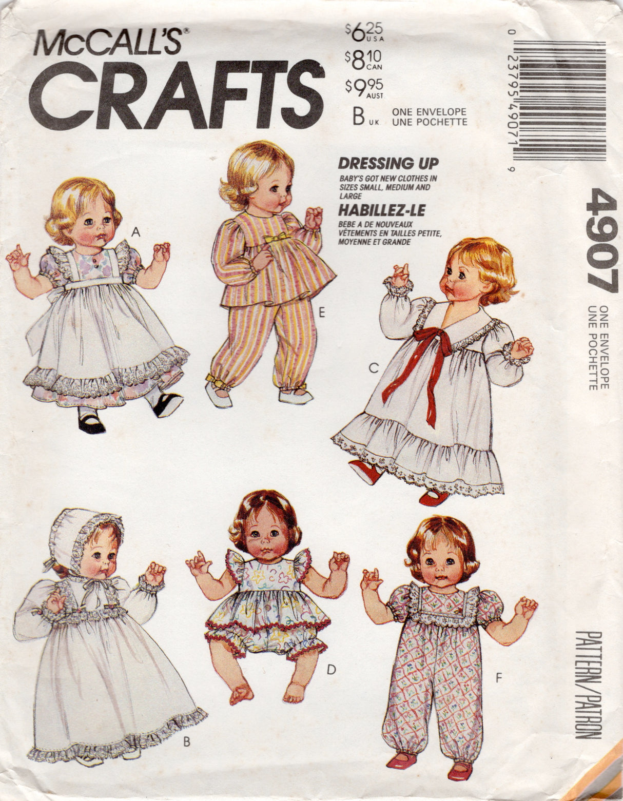 1990's McCall's Baby Doll Wardrobe Pattern - Doll size 12"-22" - No. 4907