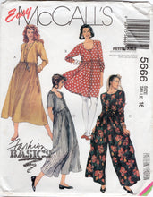 1990's McCall's Scoop Neck Jumper Dress or Wide Leg Jumpsuit pattern - Bust 38" - No. 5666