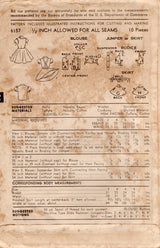 1950's Advance Child's Button Up Blouse and Suspender Skirt Pattern - Chest 26" - No. 6157