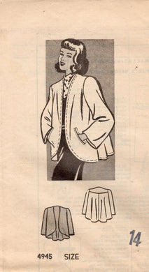 1940's Anne Adams Swing Coat Pattern - Bust 32