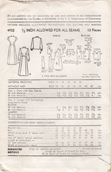 1940's Advance Maternity Dress with Cap sleeves and Button Up Blouse Pattern - Bust 30" - No. 4932