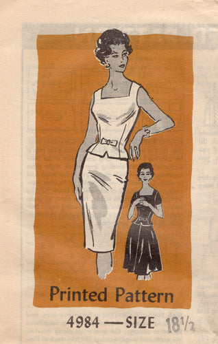 1950's Anne Adams Fitted Square Neckline Blouse and Slim and Flared Skirt Pattern - Bust 39