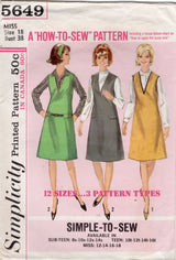 1960's Simplicity V-neck Jumper Dress Pattern - Bust 38" - No. 5649