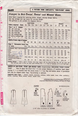 1960's Simplicity V-neck Jumper Dress Pattern - Bust 38" - No. 5649