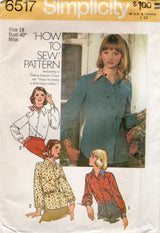 1970's Simplicity Button Up Blouse Pattern - Bust 40" - No. 6517