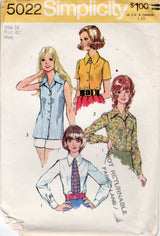 1970's Simplicity Button Up Blouse Pattern - Bust 40" - No. 5022