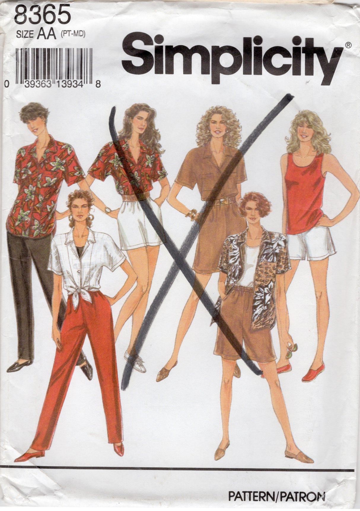 1990's Simplicity Button Up Shirt, Tank Top, Pants or Shorts Pattern - Bust 30.5-38" - No. 8365
