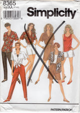 1990's Simplicity Button Up Shirt, Tank Top, Pants or Shorts Pattern - Bust 30.5-38" - No. 8365