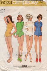 1970's Simplicity Set of Four Bodysuits with or without sleeves - Bust 36" - No. 5023