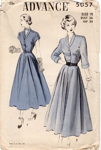 1940's Advance Shirtwaist Dress with Rolled Collar pattern - Bust 36" - No. 5057