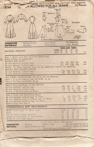 1950's Advance Shirtwaist Dress Pattern with Softly pleated skirt and Bolero Jacket - Bust 32" - No. 5768