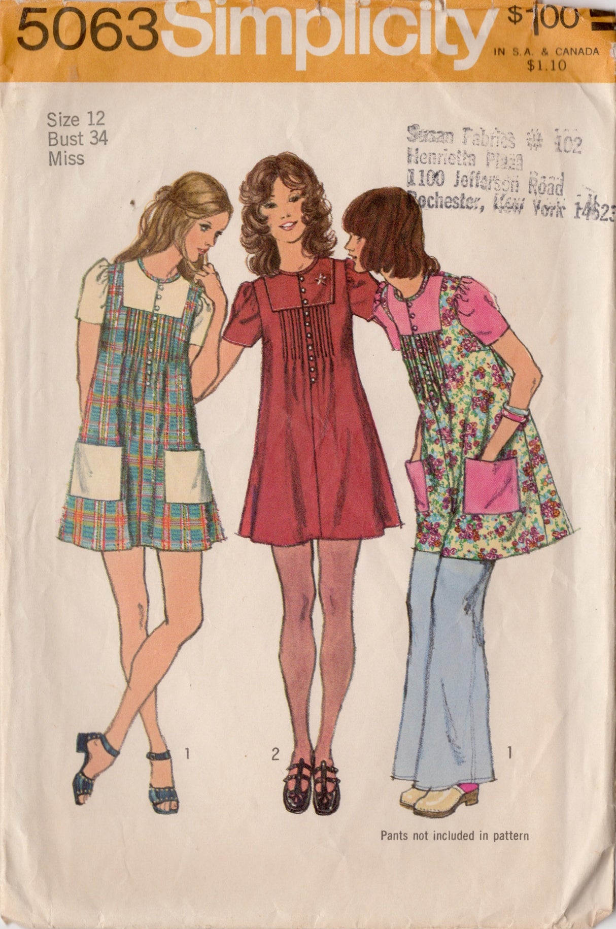 1970's Simplicity Mini Smock-Dress Pattern - Bust 34" - No. 5063