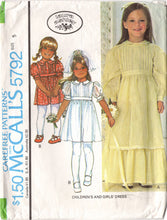 1970's McCall's LAURA ASHLEY Girl's Pin Tuck Bodice Dress Pattern with or without ruffle - Size 5 - Chest 24" - No. 5792