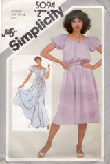 1980's Simplicity JIFFY Midi or Maxi Dress Pattern - Bust 38" - No. 5094