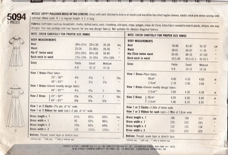 1980's Simplicity JIFFY Midi or Maxi Dress Pattern - Bust 38" - No. 5094