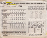 1950's McCall's Fit and Flare Dress Pattern with Square Neckline and Short or Puff Sleeves - Bust 35" - No. 5107