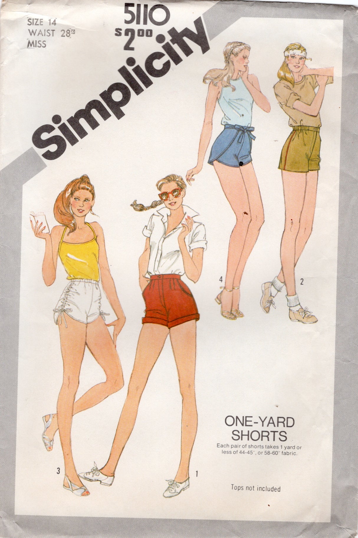 1980’s Simplicity Short Shorts Pattern - Waist 28”- No.5110