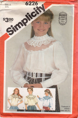 1980's Simplicity GUNNE SAX Child's High Neckline Blouse Pattern with Yoke - Chest 27