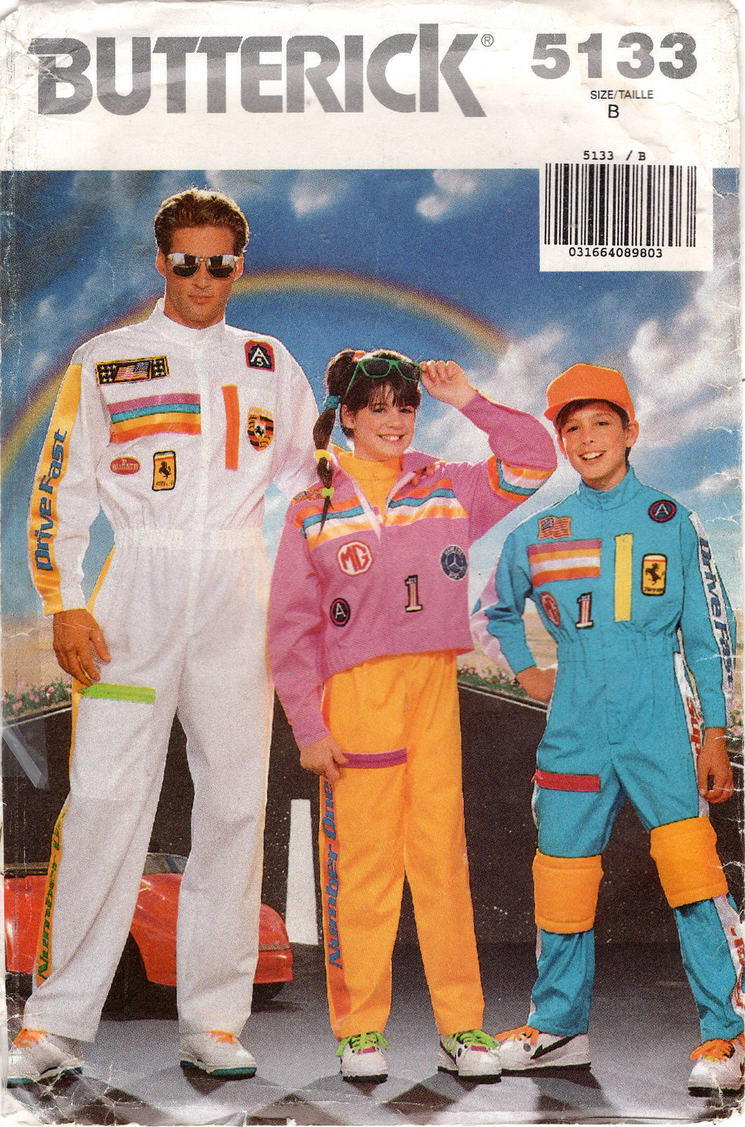 1990's Butterick Very Easy Child's Racing Costume with Jumpsuit and Jacket - Size 7-14 - No. 5133