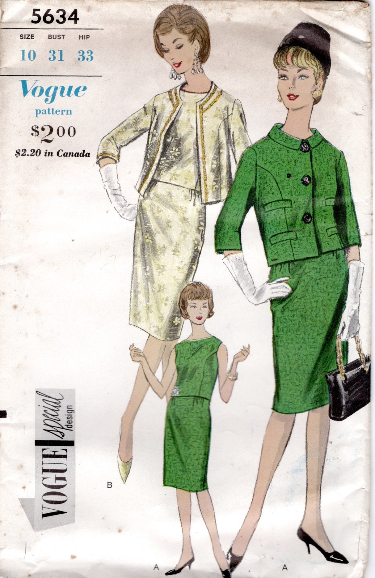 1960's Vogue Special Design Princess Line Suit and Blouse Pattern - Bust 31" - No. 5634