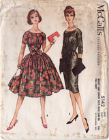 1950's McCall's Jewel Neckline and Fitted Waist Dress Pattern with Bow accent and Gathered or Slim Skirt - Bust 31" - No. 5142