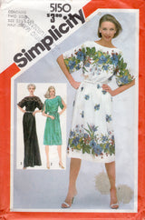 1980's Simplicity Boat Neck Dress Pattern - Bust 45-47" - No. 5150