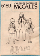 1970's McCall's Child's Wrap Skirt, Vest and Pants pattern  - Chest 23-28.5" - No. 5189