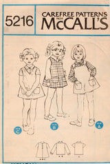 1970's McCall's Child's Jumper Dress and Blouse pattern  - Chest 22-23" - No. 5216