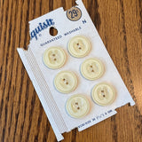 1970’s Exquisit Plastic Buttons - Cream - Set of 6 - 3/4” -  on card