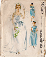 1950's McCall's Boat Neckline Wedding Dress Pattern in 3 Lengths with Raglan Sleeves - Bust 32" - No. 9198