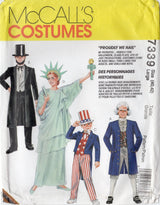 1990's McCall's "Proudly We Hail" Statue of Liberty, George Washington, Abraham Lincoln and Uncle Sam Costume Pattern - Chest 40-42" - No. 7339