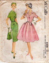 1950's McCall's Shirtwaist Dress with Slim or Full Skirt with Tab Accents - Bust 32" - No. 5238