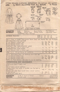 1950's Advance One Piece Drop Waist Dress with Gathered Skirt and Peter Pan Collar - Bust 32" - No. 6086