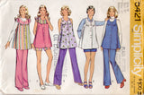 1970's Simplicity Maternity Button Up Shirt with Ruffle Accent, and Pants or Shorts Pattern - Bust 40" - No. 5421