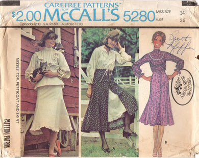 1970's McCall's Laura Ashley Button Up Blouse, Slim Skirt and Petticoat Pattern  - Bust 36