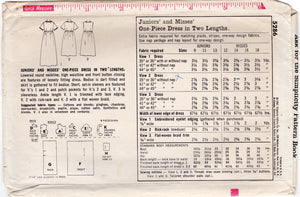 1960's Simplicity Empire Waist Dress Pattern with Pockets - Bust 34" - No. 5286