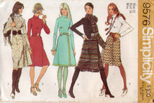 1970's Simplicity One-Piece Dress with Front Wrap Skirt and Scarf Pattern - Bust 34" - No. 9576