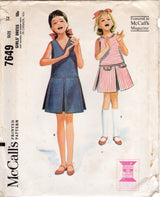 1960's McCall's Child's Drop Waisted Dress Pattern - Chest 30" - No. 7649