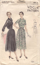 1950's Vogue One Piece Shirtwaist Dress with 3/4 sleeves or short sleeves - Bust 32" - No. 6973