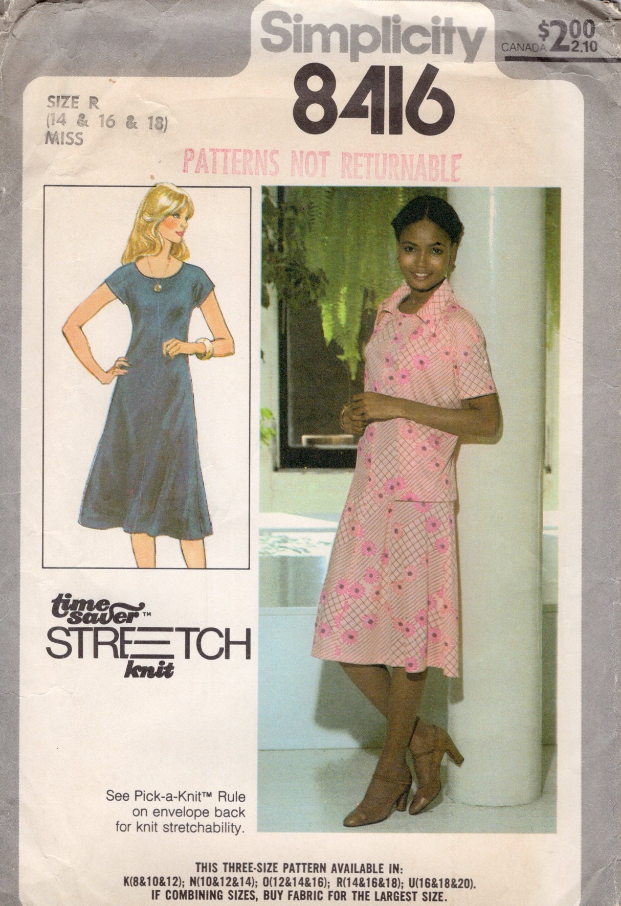 1970's Simplicity Pullover Dress and Unlined Jacket Pattern- Bust 36-40" - No. 8416