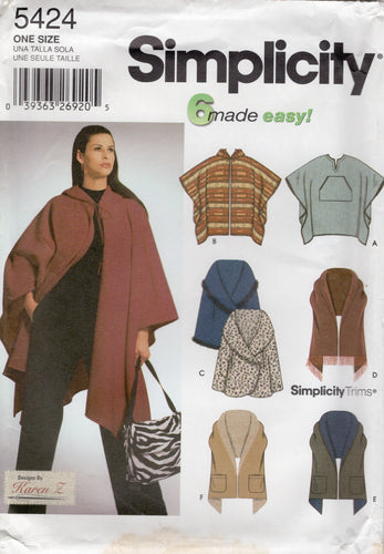 2000's Vogue Hooded Poncho and Wrap Patttern - Bust 30.5-42