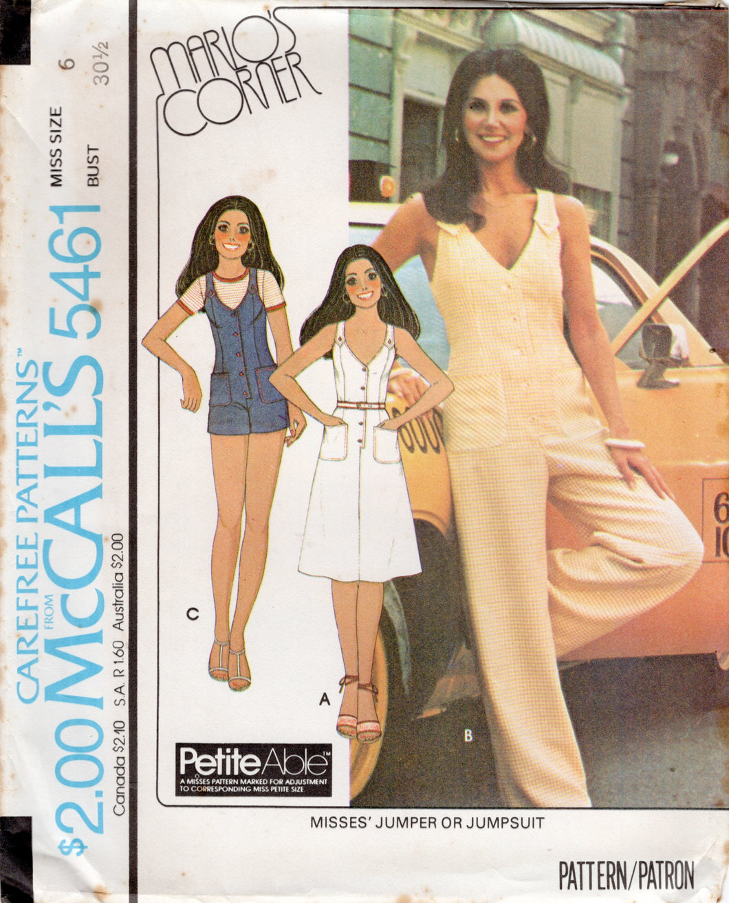 1970's McCall's Dress or Romper with Tab Straps - Marlo's Corner - Bust 30.5
