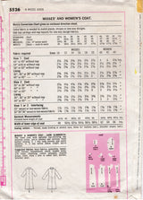 1970's Simplicity Single Breasted Coat Pattern - Bust 32.5" - No. 5526
