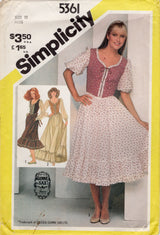 1980's Simplicity GUNNE SAX Sweetheart Neckline Prairie Dress Pattern - Bust 32.5" - No. 5361