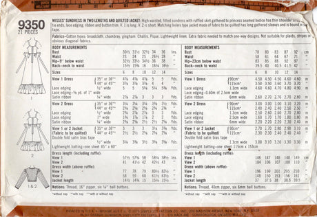 1970's Simplicity GUNNE SAX Princess Line Sundress and Bolero Jacket Pattern - Bust 32.5" - No. 9350