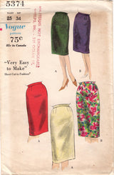 1960's Vogue Straight line Skirt - Waist 25" - No. 5374